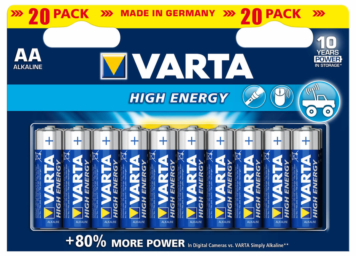 Image of Varta High Energy / AA / LR6 20 Stück Batterien bei nettoshop.ch