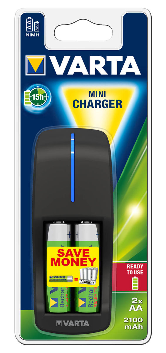 Image of Varta Mini Charger + 2 Stück 2100 mAh / AA / R2U Batterien bei nettoshop.ch