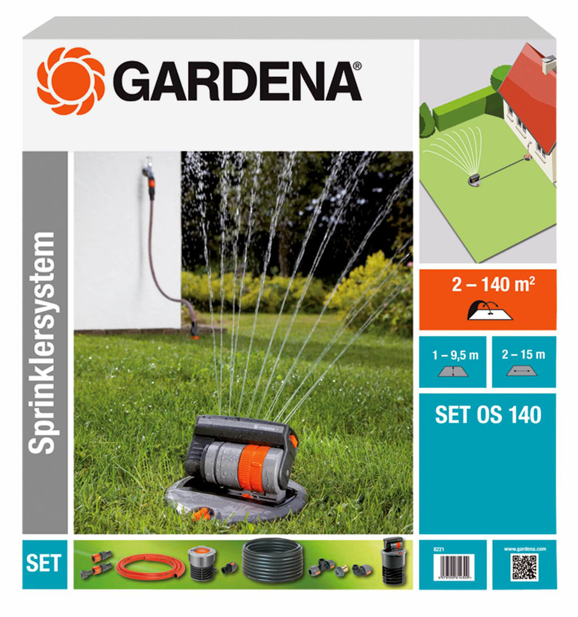 Image of Gardena Komplett-Set mit Versenk-Viereckregner OS 140 bei nettoshop.ch