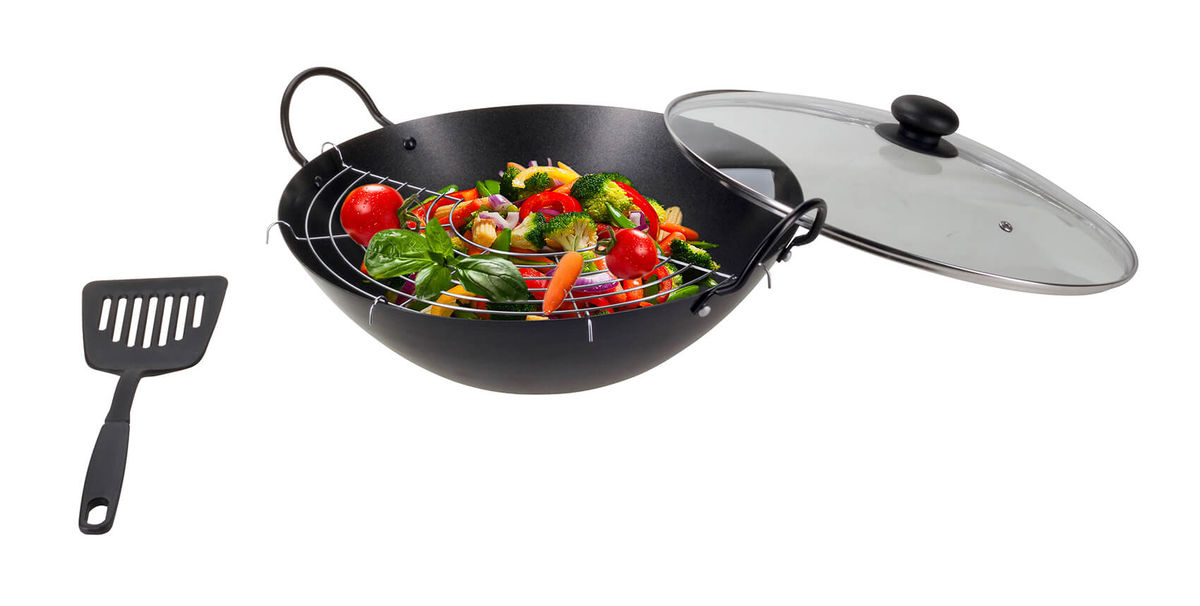Image of Nouvel Wok mit 2 Griffen und Glasdeckel Ø 35 cm bei nettoshop.ch