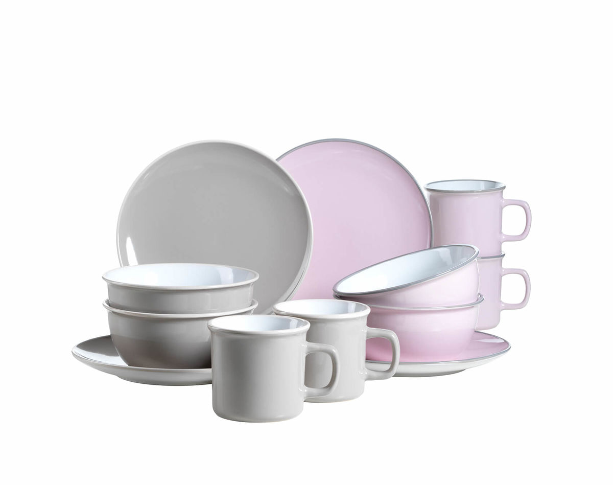 Image of Mäser Maila Frühstücks-Set 12-tlg. rosa / grau bei nettoshop.ch