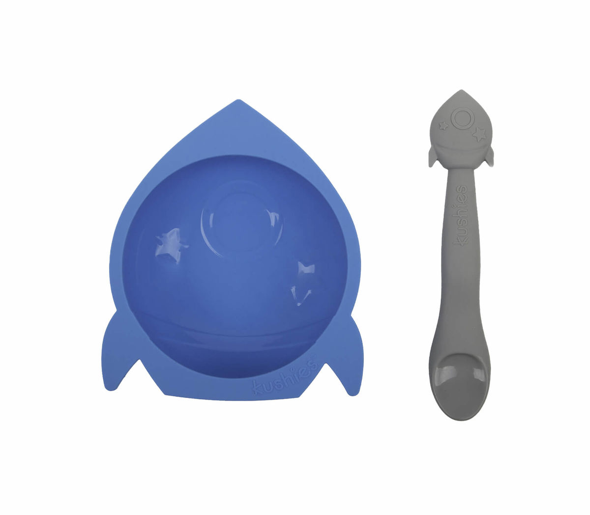 Image of Kushies SiliBowl Silikonschale mit Löffel Rakete blau grau bei nettoshop.ch