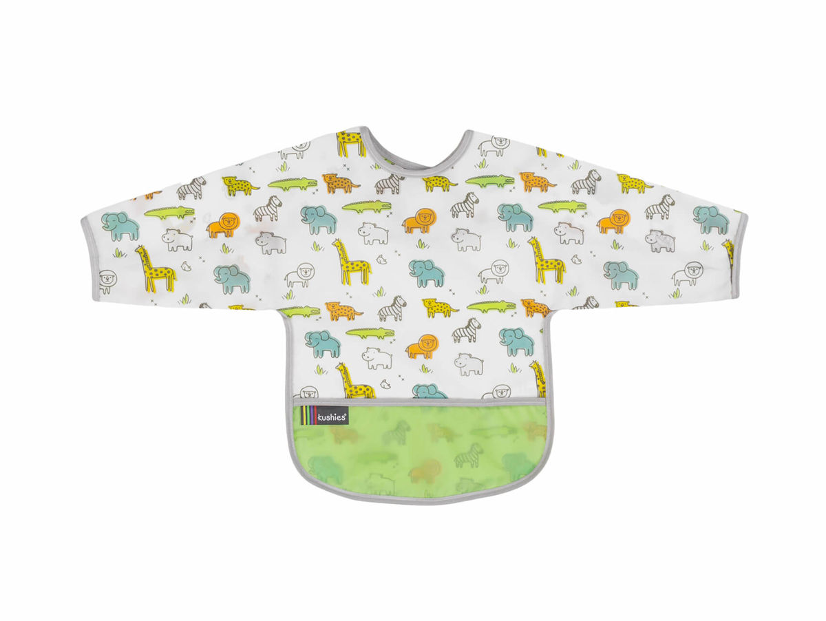 Image of Kushies CleanBib Lätzchen mit Ärmeln 6-12 Monate Safari bei nettoshop.ch