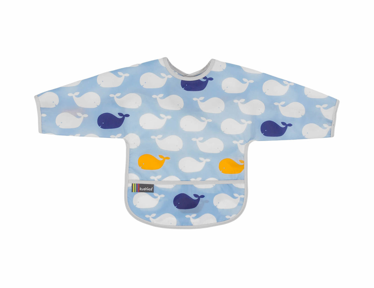 Image of Kushies CleanBib Lätzchen mit Ärmeln 12-24 Monate Wale bei nettoshop.ch