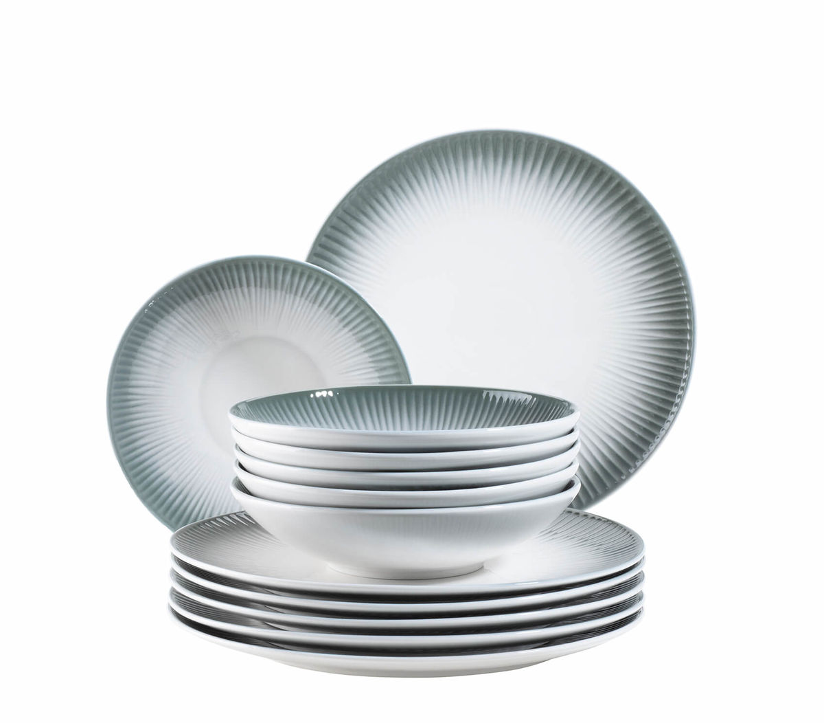 Image of Mäser Dalia Tafelservice 12-teiliges Teller Set grau bei nettoshop.ch