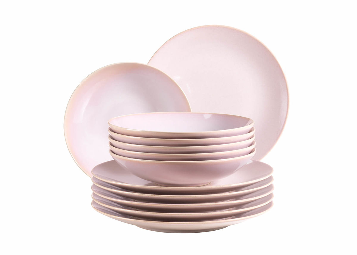 Image of Mäser Ossia Tafelservice 12-teiliges Teller-Set rosa bei nettoshop.ch