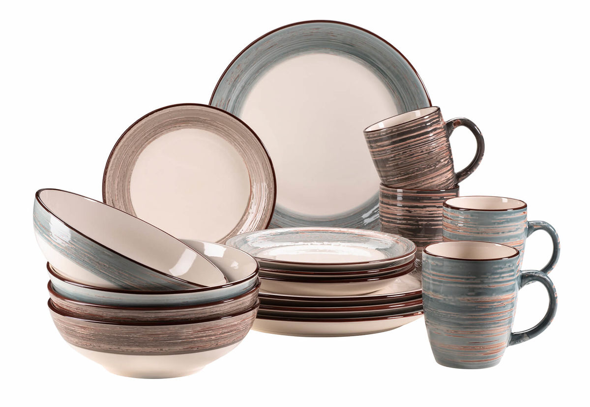 Image of Mäser Duole 16-teiliges Geschirr Set blau & braun bei nettoshop.ch