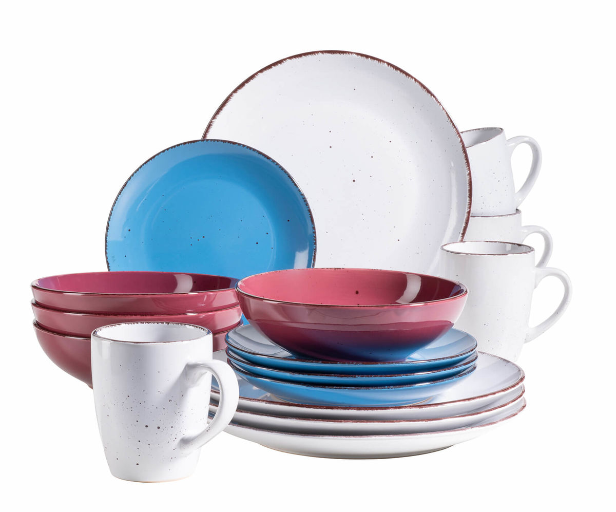 Image of Mäser Philline 16-teiliges Geschirr-Set violette, weiss & dunkelblau bei nettoshop.ch