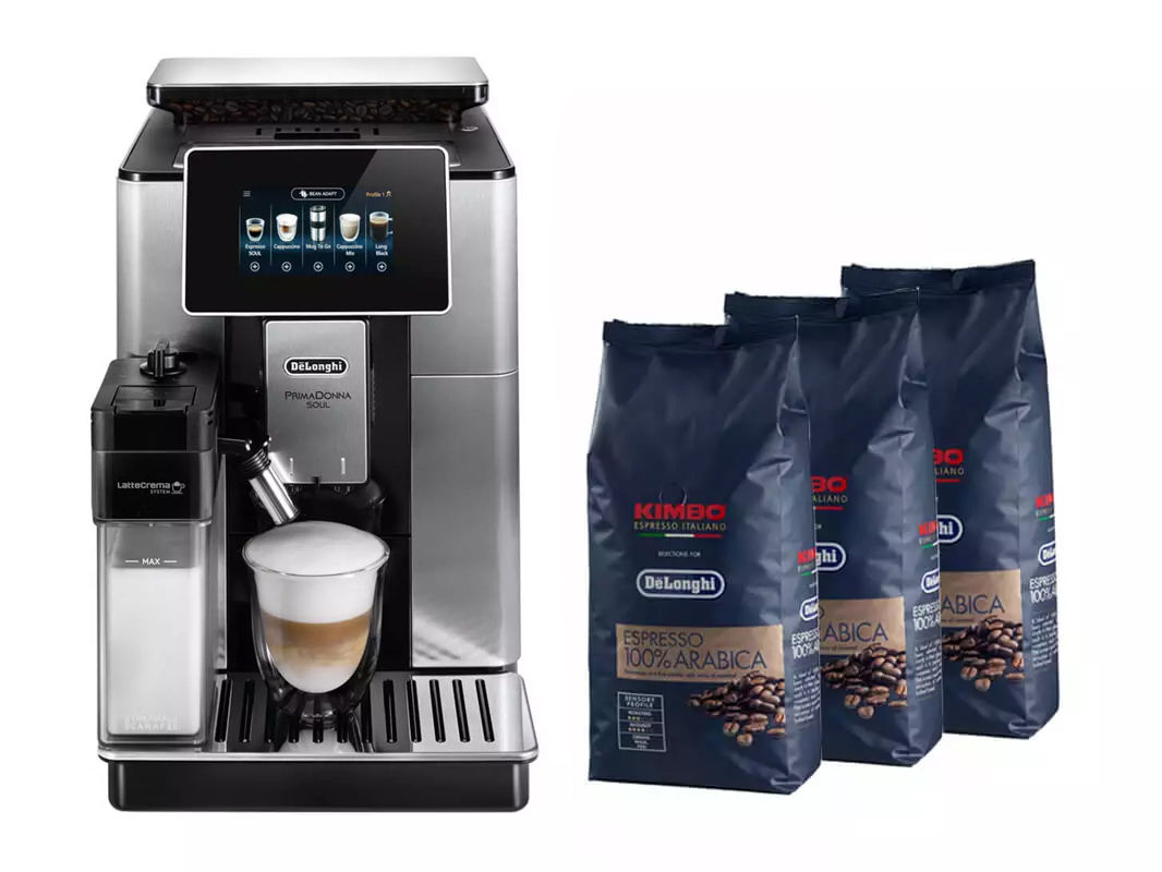 Image of De'Longhi ECAM610.75.MB PrimaDonna Soul & Kimbo Arabica 3x1 kg bei nettoshop.ch