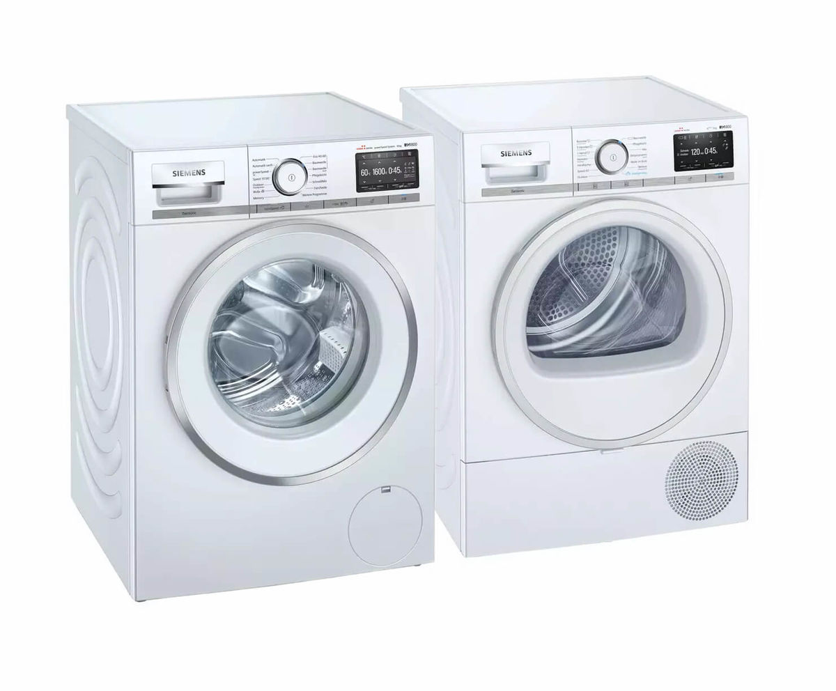 Image of Siemens WM6HXE90CH Waschmaschine links und WT7HXE90CH Tumbler rechts bei nettoshop.ch