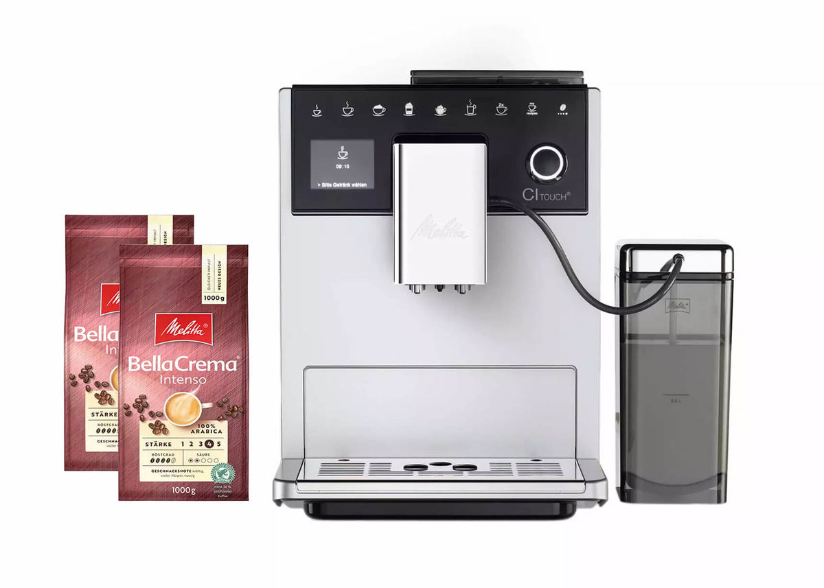 Image of Melitta CI Touch F630-101 Silber-Schwarz + 2kg Bella Crema Intenso bei nettoshop.ch