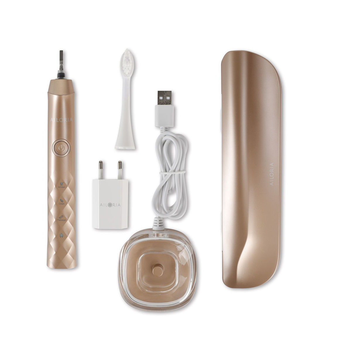 Image of Ailoria SHINE BRIGHT Schallzahnbürste inkl. 2 Bürstenköpfe gold bei nettoshop.ch