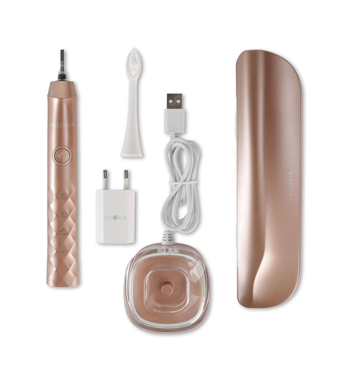 Image of Ailoria SHINE BRIGHT Schallzahnbürste inkl. 2 Bürstenköpfe rosegold bei nettoshop.ch