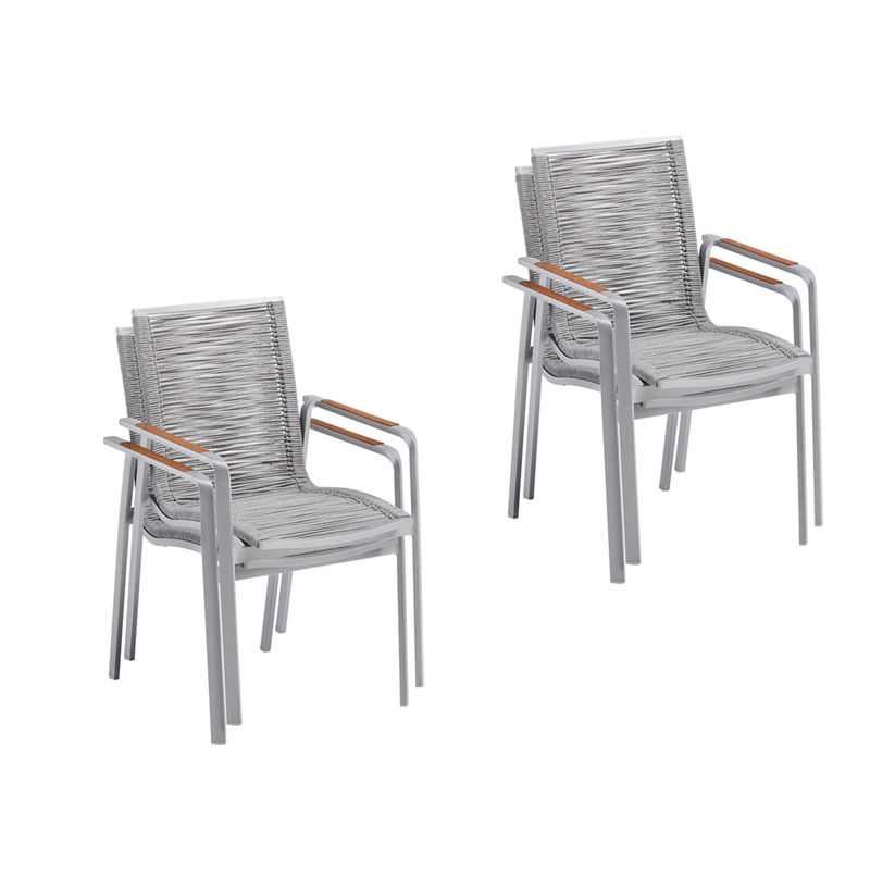 Image of Kettler Diamond Rope 4er Set Stapelsessel silber/hellgrau bei nettoshop.ch