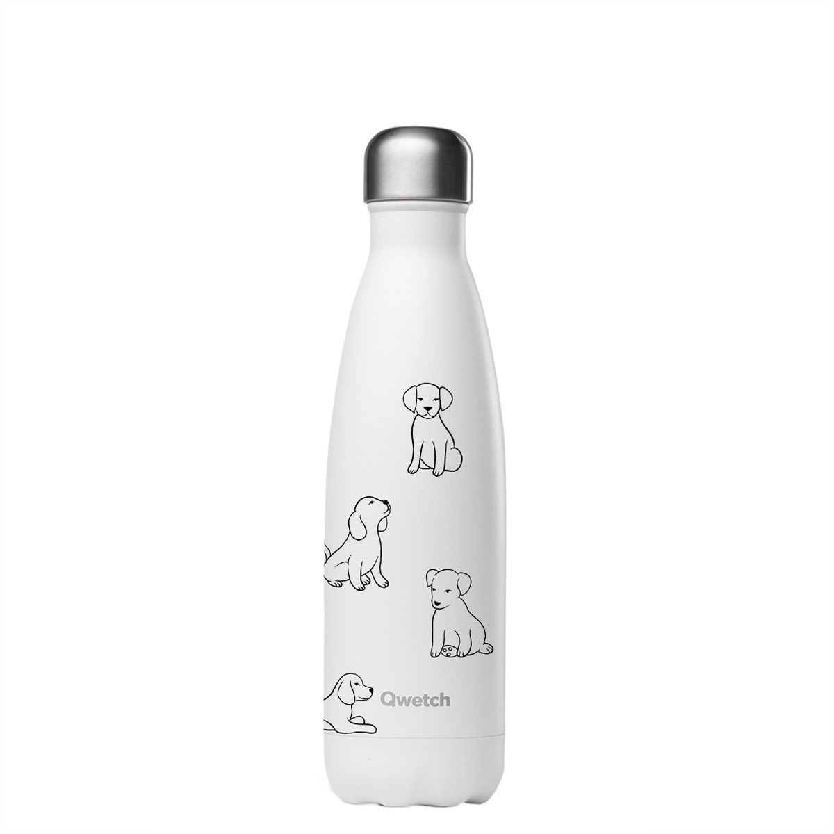 Image of Qwetch Cat & Dog Isolierte Stahlflasche 500ml weiss bei nettoshop.ch