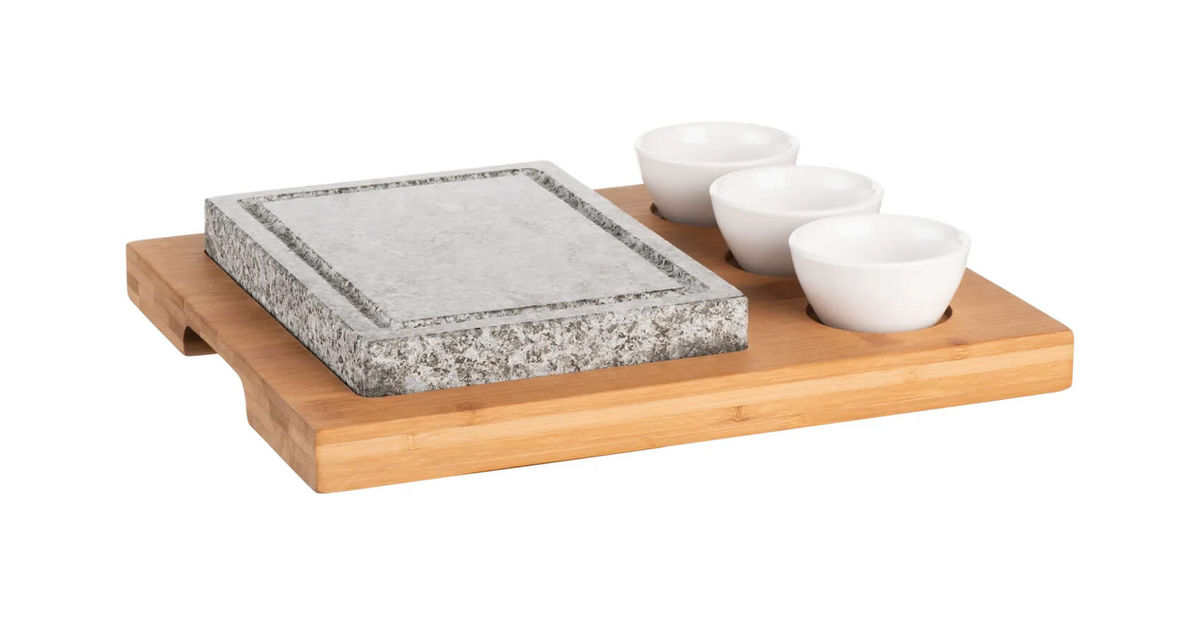 Image of Mäser Grillstein-Set inkl. 3 Dipschalen und Bambus Holzplatte bei nettoshop.ch