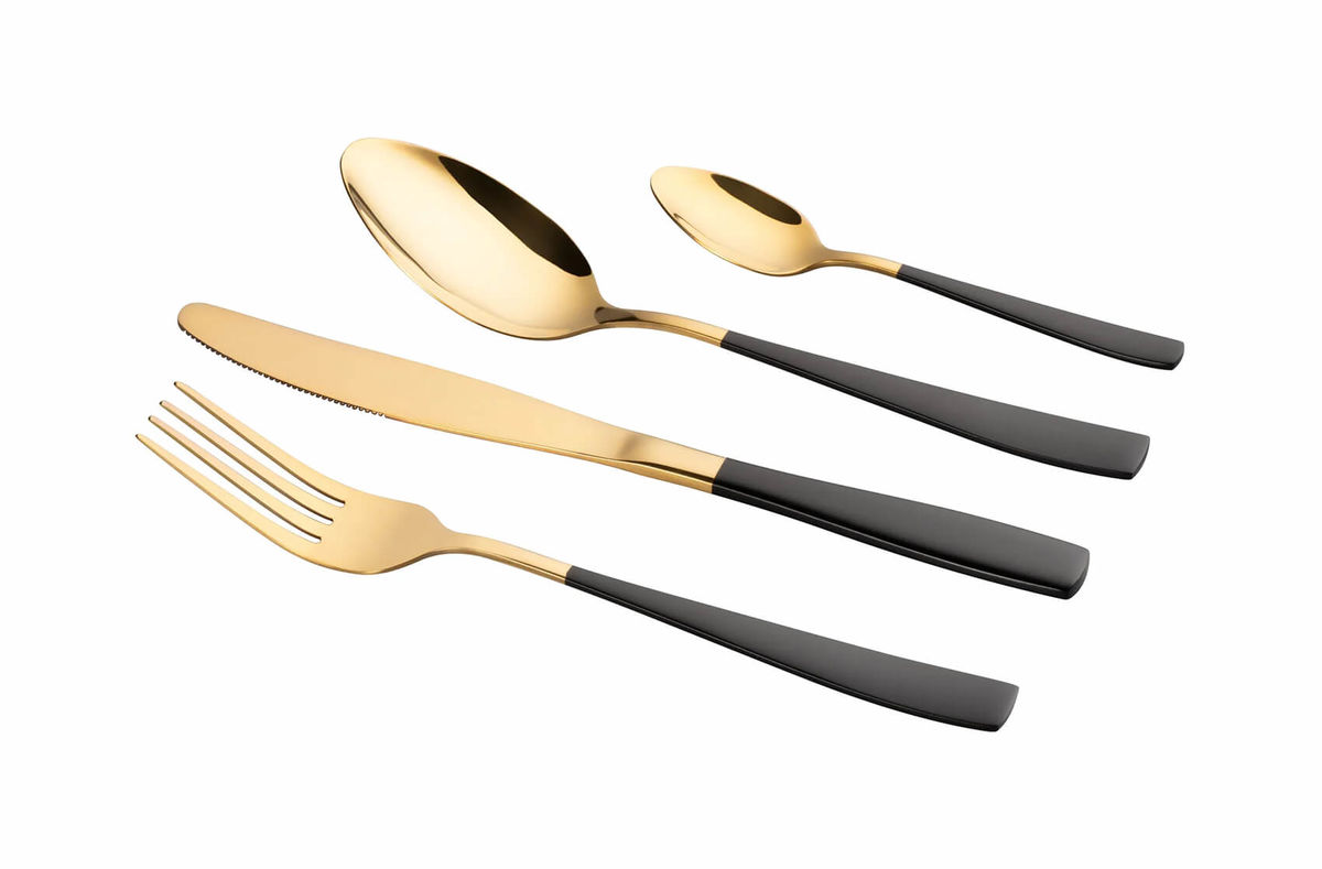 Image of Mäser Lausanne Besteck-Set 24-teilig gold / schwarz bei nettoshop.ch