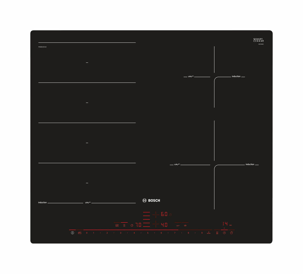 Image of Bosch PXE601DC1E Induktionskochfeld schwarz bei nettoshop.ch