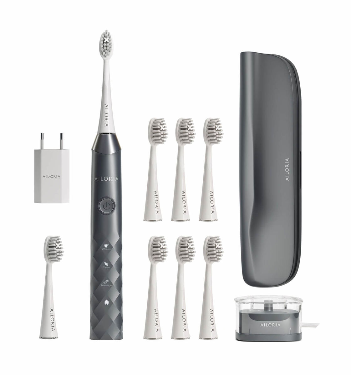 Image of Ailoria SHINE BRIGHT Schallzahnbürste inkl. 8 Bürstenköpfe onyx shadow bei nettoshop.ch