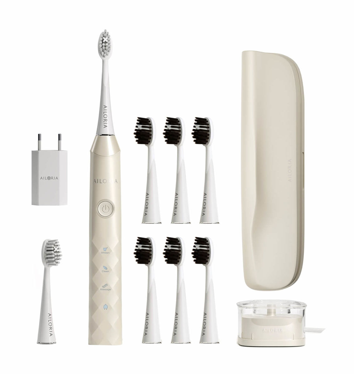 Image of Ailoria SHINE BRIGHT Schallzahnbürste inkl. 10 Bürstenköpfe coconut bei nettoshop.ch