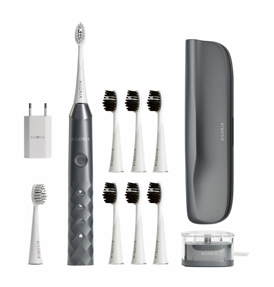 Image of Ailoria SHINE BRIGHT Schallzahnbürste inkl.10 Bürstenköpfe onyx shadow bei nettoshop.ch