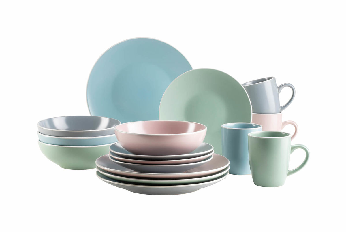 Image of Mäser 934006 16-teiliges Kombiservice n bunten Mattglasuren bei nettoshop.ch