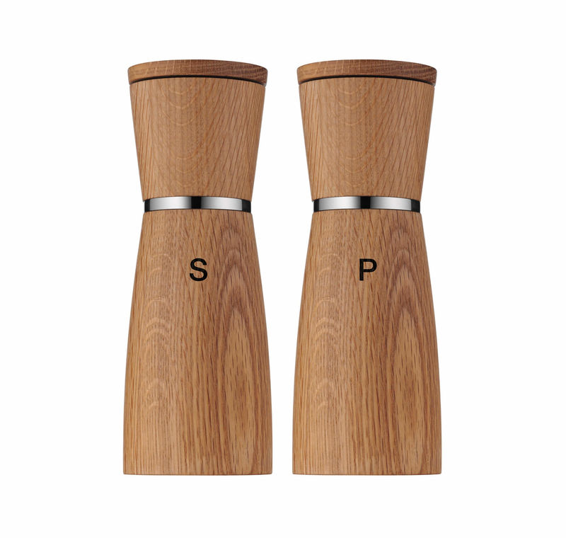 Greymount Set di macinino per sale e pepe dal design elegante in legno macinaspezie con meccanismo in ceramica continuo 