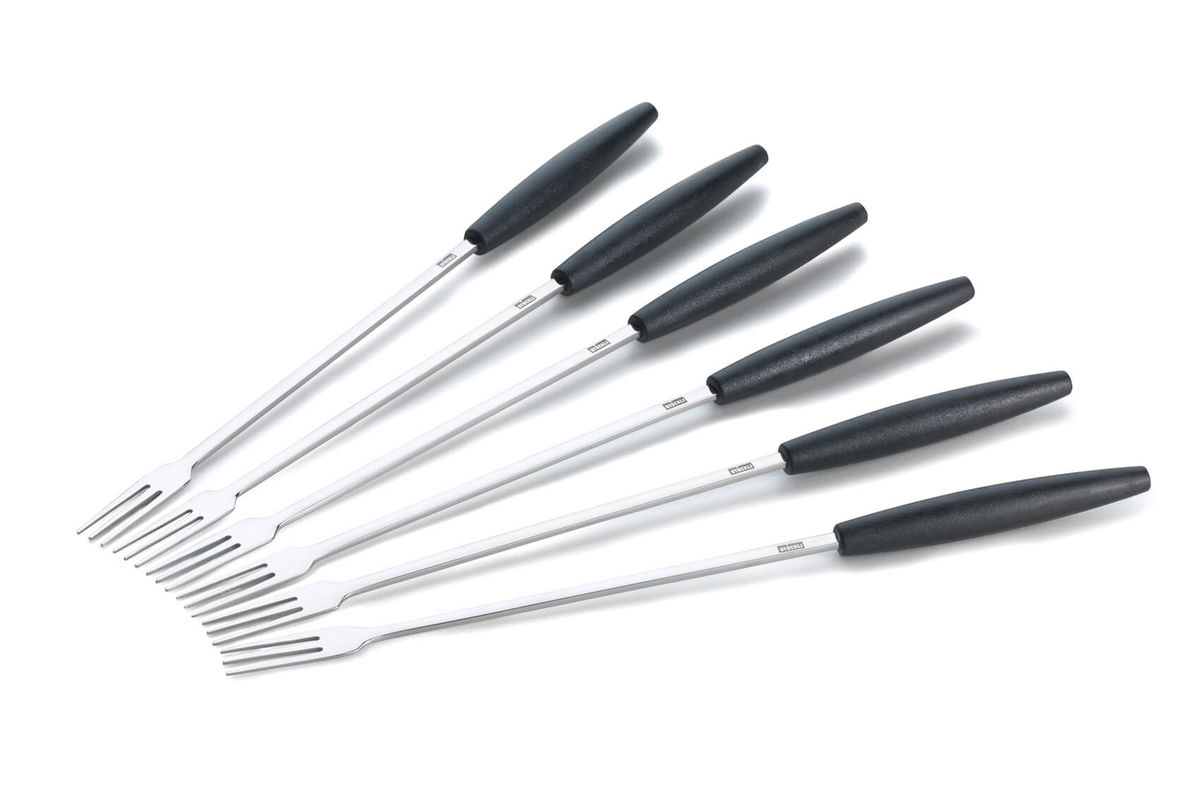 Stöckli Alpine Forchette per fonduta di formaggio 6 pz. nero