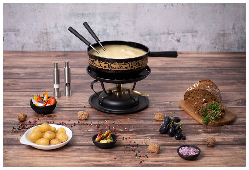 Service complet pour Fondue au Fromage avec Caquelon 24cm, Raclette et  fondue