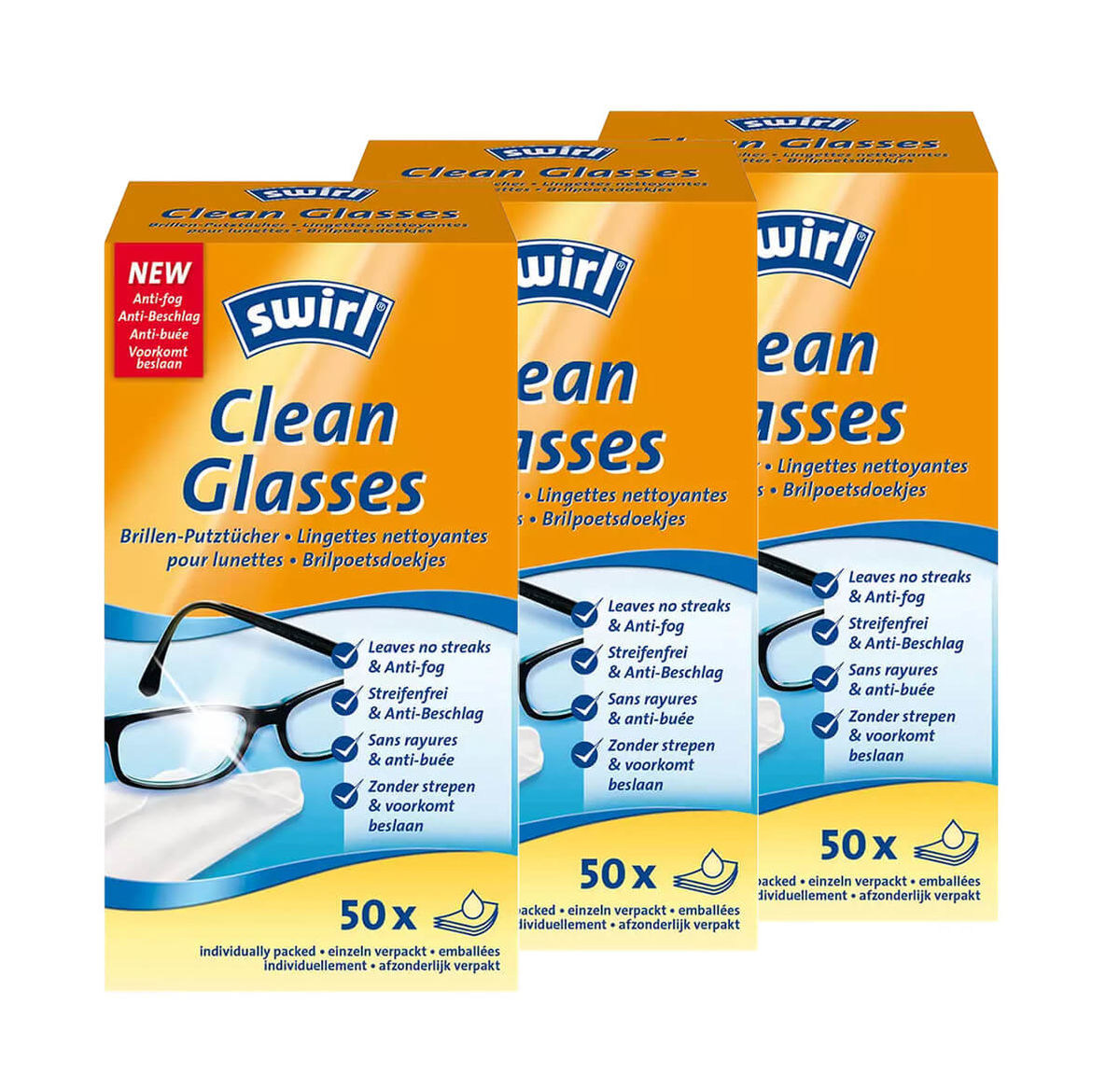 Swirl 3x Tissus de nettoyage pour lunettes 50pcs. Accessoires