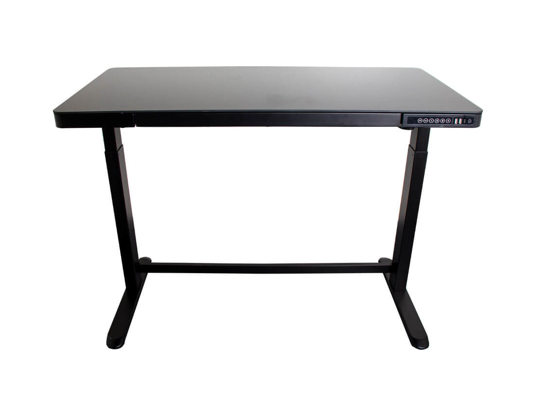 Contini Table réglable en hauteur 120 x 60cm surface en verre noir