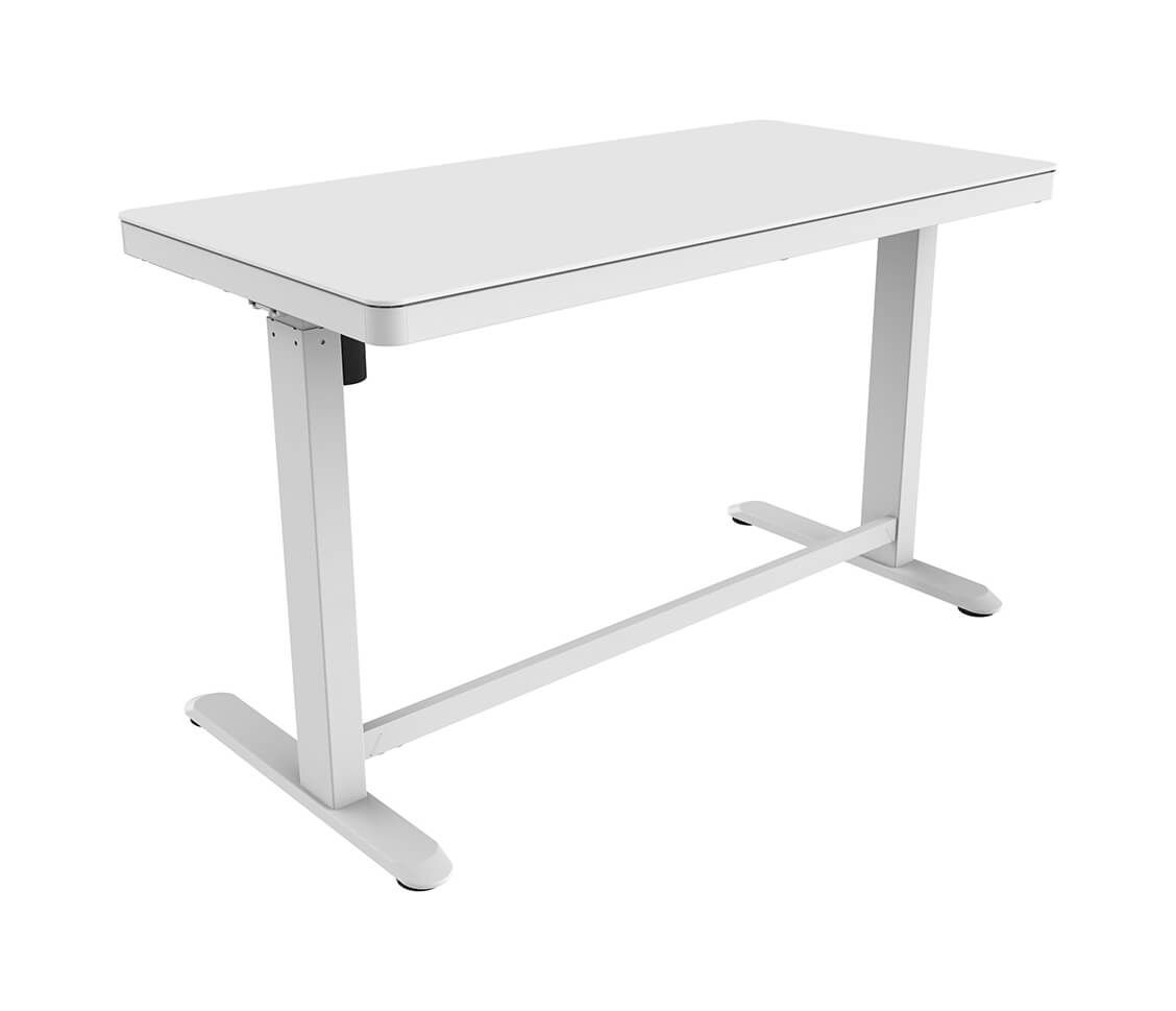 Contini Bureau réglable en hauteur surface en verre 1.2x0.6 m blanc