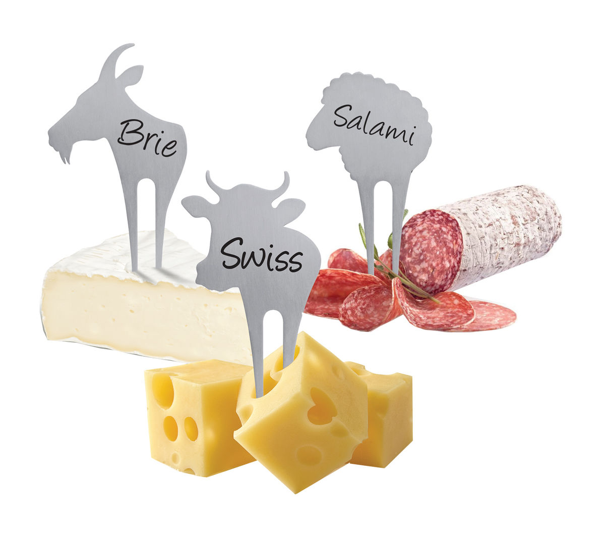 Swissmar brochettes à fromage set de 3 pièces vache, chèvre, mouton