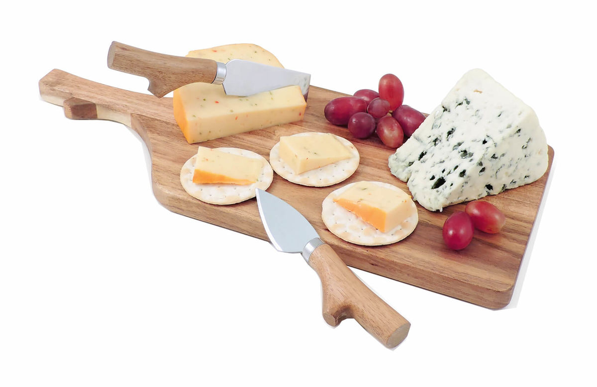 Swissmar Planche à découper et set de couteaux en acacia