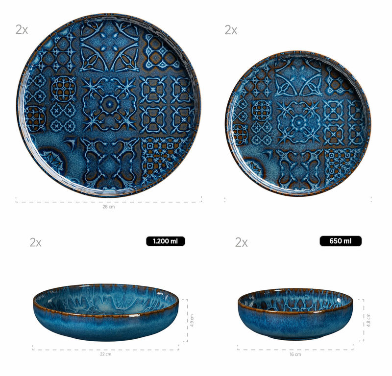 Mäser Tradition Tiles 8-teilig Teller Set Blau kaufen