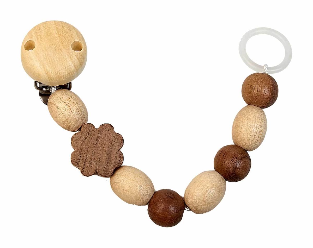 GRÜNSPECHT Catena portaciuccio in legno Anello in silicone