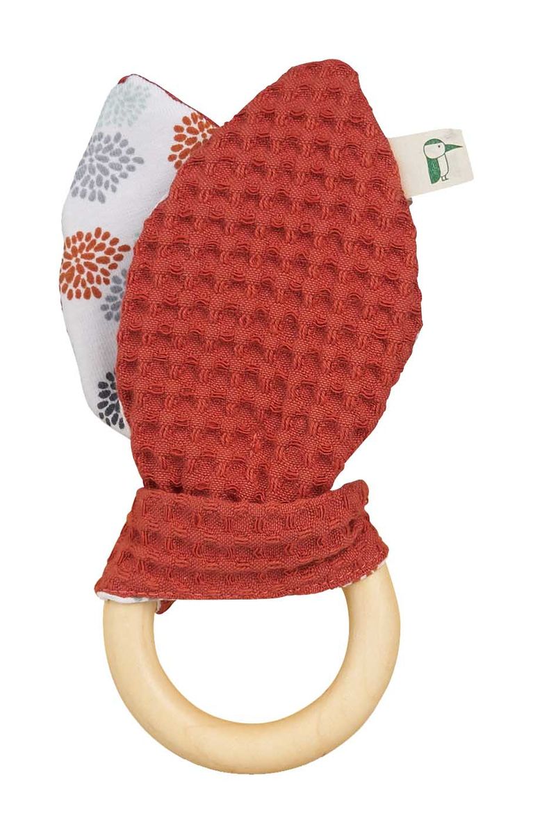 GRÜNSPECHT Anneau de préhension bio avec oreilles de lapin terracotta