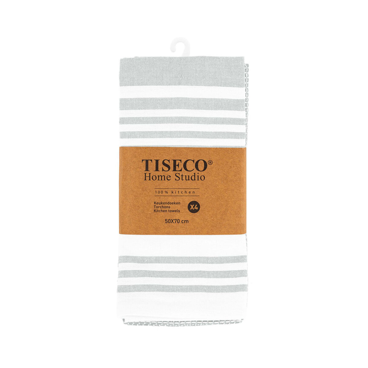 Tiseco 9576GREYLIGHT Asciugamano da cucina 4 pezzi. Grigio chiaro
